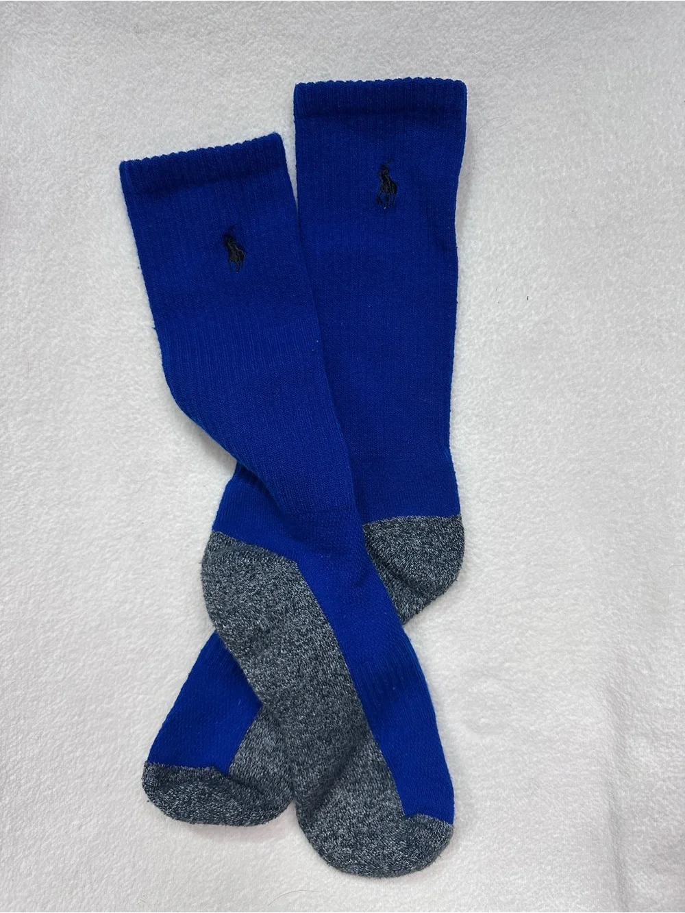 Polo by Ralph Lauren Royal Blue Crew Socks with Gray Heel and Toe
